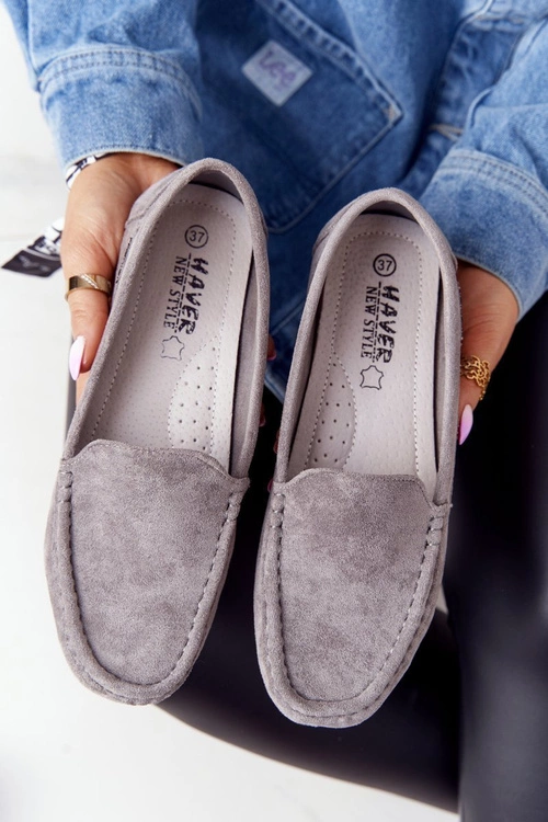 Damskie Zamszowe Mokasyny Szare San Marino