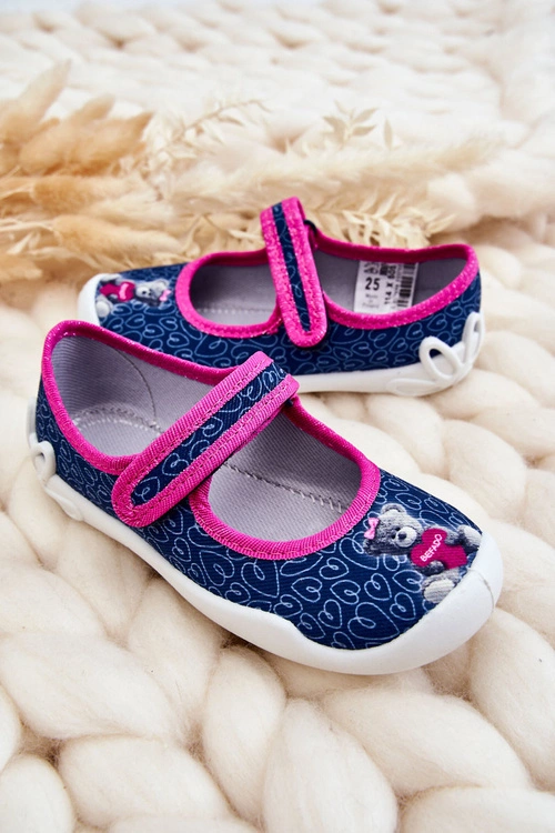 Dziecięce Papcie Baleriny Befado Miś 114X505 Granatowe