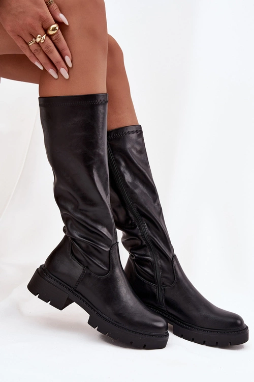 Kozaki Damskie Z Eko Skóry Czarne Oceana