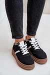 Sneakersy Damskie Na Platformie Czarne Dravinnia