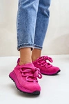 Zamszowe Sneakersy Damskie Z Grubym Sznurowaniem Artiker 54C1461 Fuksja