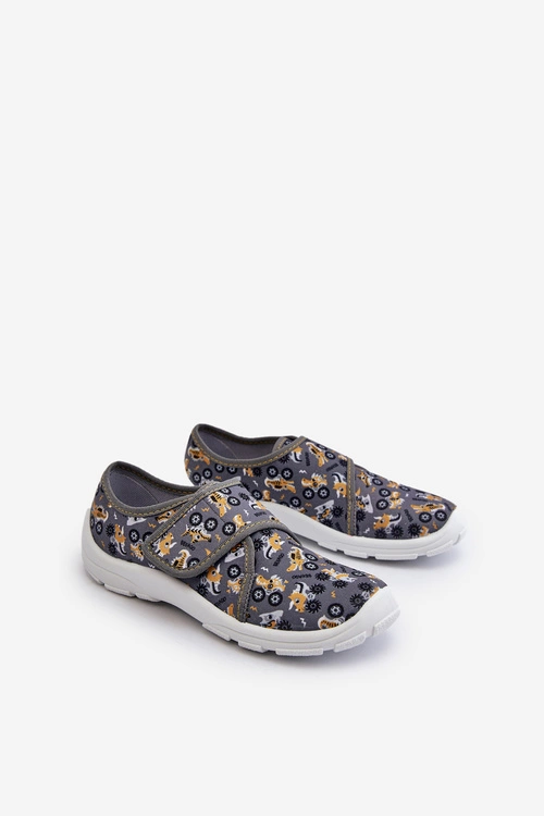 Wygodne Kapcie Chłopięce Na Rzep Befado 974Y552 Szare