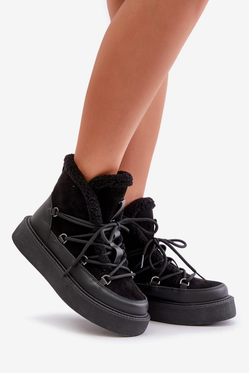 Botki Śniegowce Na Platformie Czarne Tamidra