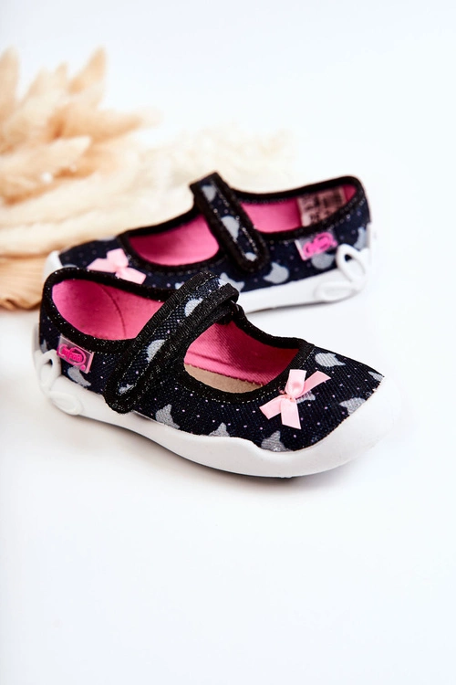 Dziecięce Papcie Baleriny Befado Z Kokardą 114X481 Granatowe