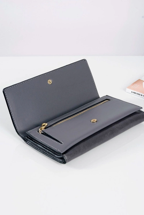 Duży Damski Szary Portfel Do Ręki