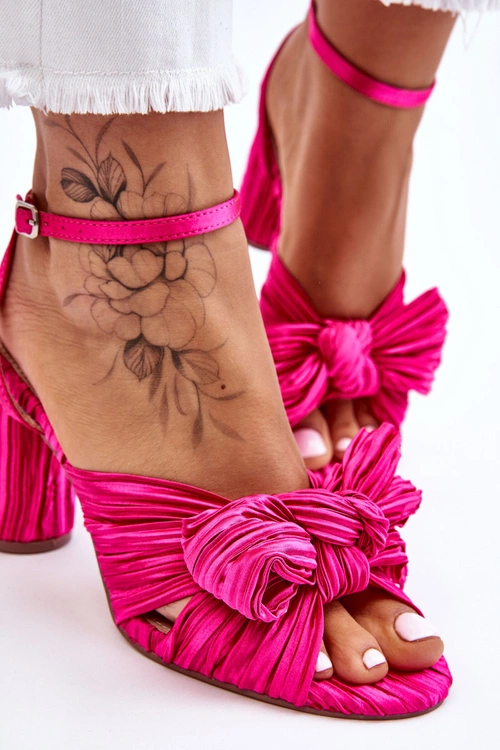 Modne Sandały Z Kokardą Na Obcasie Fuksja Callum
