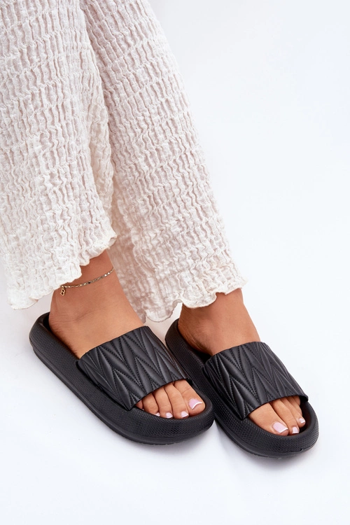 Klapki Damskie Piankowe Na Platformie Czarne Vanesha