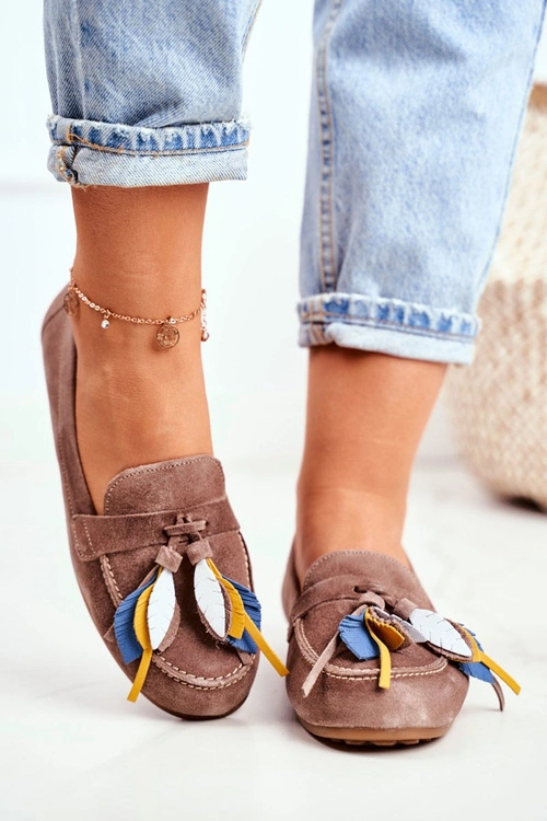 Damskie Mokasyny Maciejka Skórzane Beżowe 04494-04/00-5