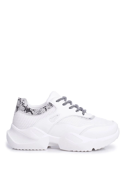 Sportowe Damskie Buty Wężowe Białe Giselle