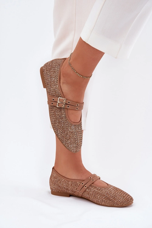 Baleriny Z Plecionką I Paskami Khaki Partheda