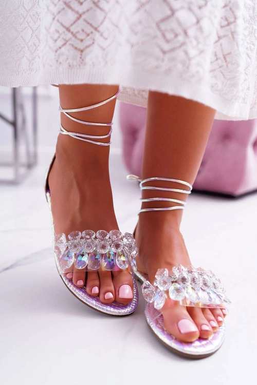 Damskie Sandały Lu Boo Kryształy Srebrne Madina