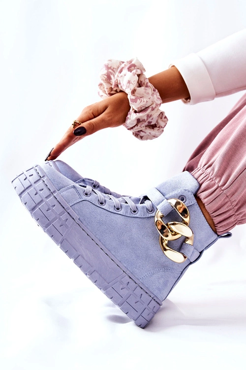 Wysokie Trampki Na Platformie Niebieskie Evenia