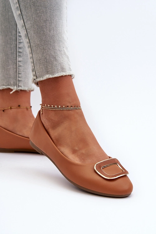 Baleriny Z Ozdobą Eko Skórzane Camel Enicoria