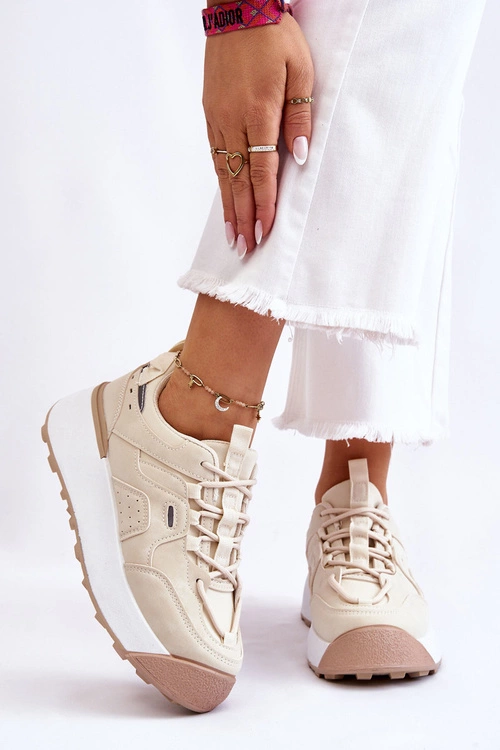 Damskie Buty Sportowe Na Platformie Jasnobeżowe Dakari