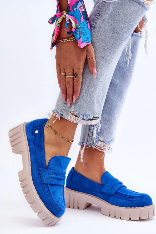 Damskie Zamszowe Wsuwane Półbuty Niebieskie Fiorell