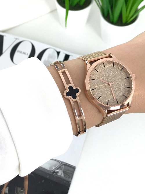 Damski Zegarek Michael John Crux Złoty Brokat