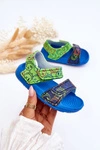 Piankowe Dziecięce Lekkie Sandałki We Wzory Niebiesko-Zielone Malaga 