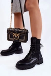 Skórzane Skarpetkowe Botki Sznurowane Czarne Riston