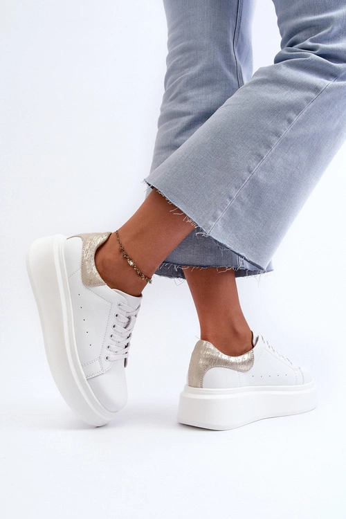 Sneakersy Damskie Na Platformie D&A LR568 Białe
