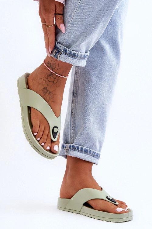 Damskie Klapki Japonki Na Platformie Zielone Bellitta