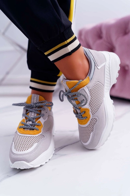 Sportowe Damskie Buty Wysoka Podeszwa Żółte Chillout