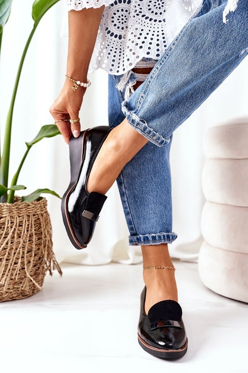 Lakierowane Półbuty Na Koturnie POTOCKI 12032 Czarne