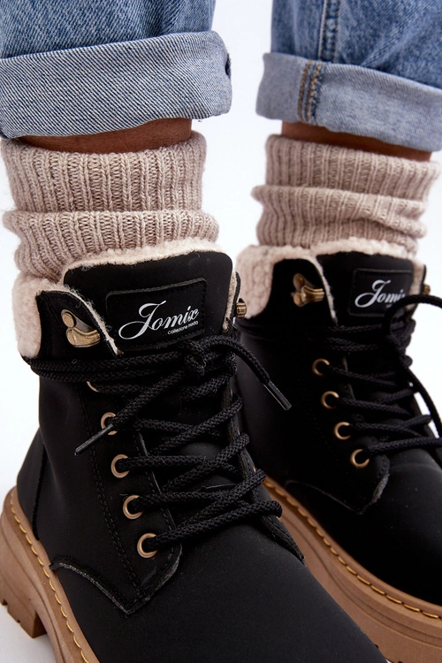 Trapery Damskie Skórzane Z Kożuchem Czarne Lynnvia