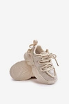 Sneakersy Dziecięce Ozdobione Cekinami Beżowe Liatoma