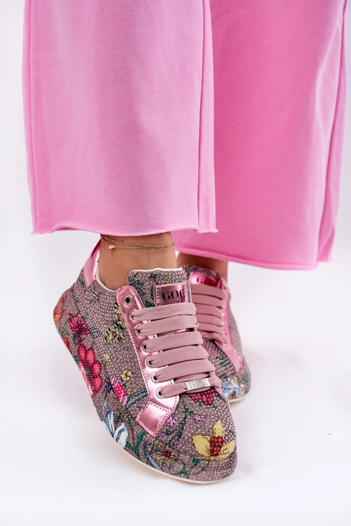 Wzorzyste Sneakersy Na Platformie Ze Zdobieniem GOE RR2N4002 Multikolor