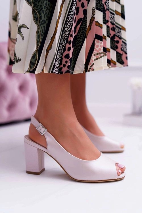 Sandały Damskie Na Słupku Sergio Leone SK765 Różowa Perła Vime