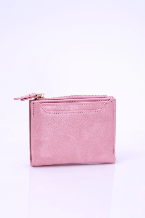 Mały Portfel Damski Pudrowy Róż Złoty Zamek