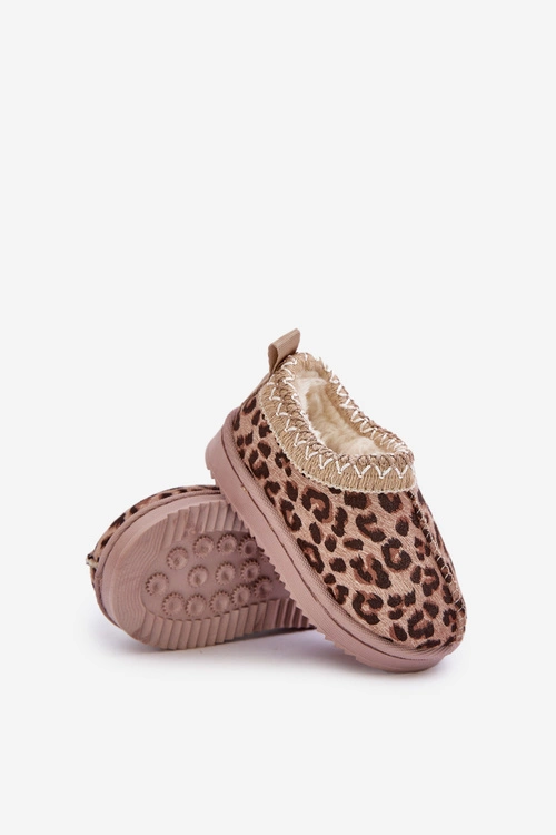 Śniegowce Botki Dziecięce W Panterkę Na Platformie Ocieplane Futerkiem Brązowe Vilabria