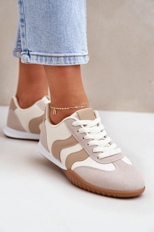 Klasyczne Sneakersy Damskie Z Eko Skóry Beżowe Maretina