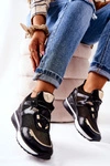Sportowe Damskie Buty Sneakersy Czarno-Złote Colli