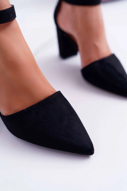 Czółenka Damskie Na Słupku W Szpic Czarne MadamStyle