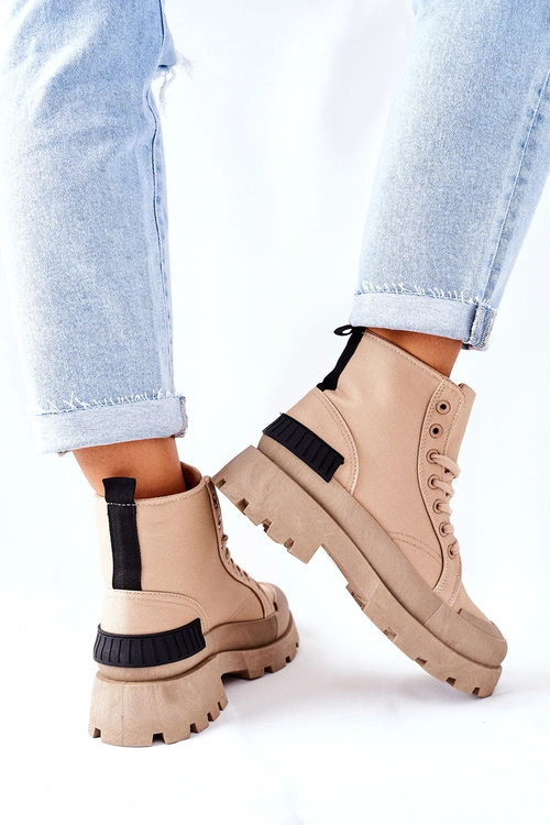 Damskie Botki Trapery Khaki Any One