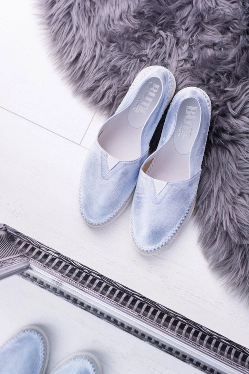 Damskie Niebieskie Skórzane Slip On Frela