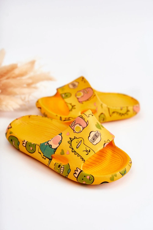 Lekkie Dziecięce Klapki Dinozaury Pomarańczowe Astro