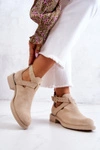 Damskie Skórzane Botki Z Wycięciem Jasnobeżowe Ramos