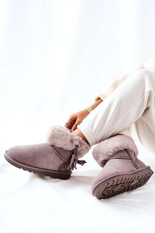 Śniegowce Ocieplane Frędzle Szare Sorella