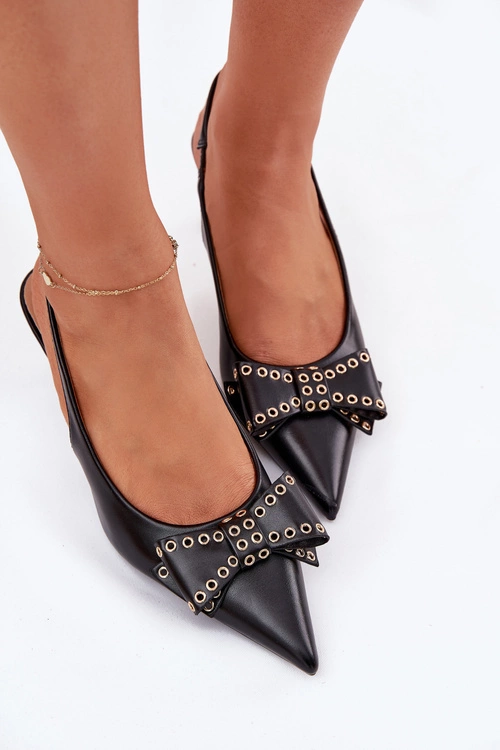 Czółenka Na Szpilce Z Kokardą Czarne Folesca