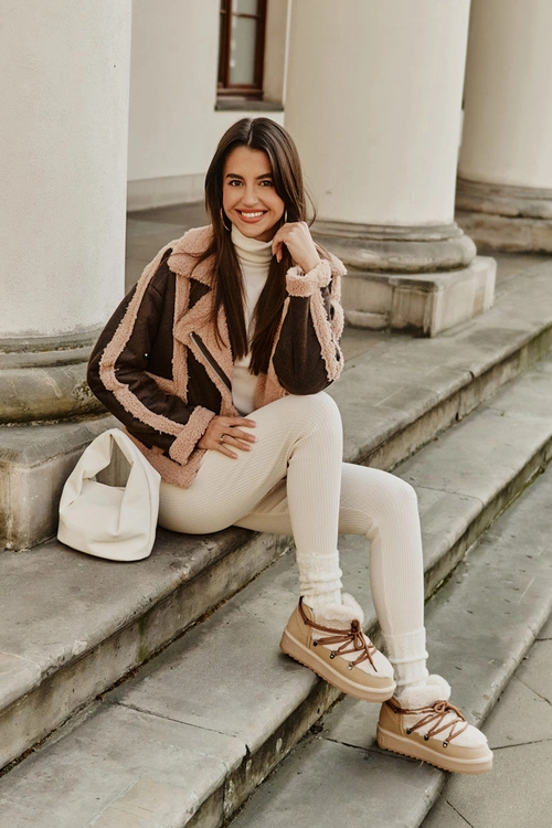 Niskie Śniegowce Na Platformie Z Futerkiem D.Franklin DFSH370011 Beżowe