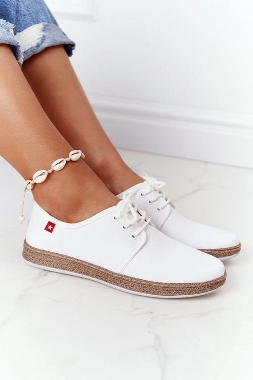 Damskie Sznurowane Espadryle Big Star FF276043 Białe