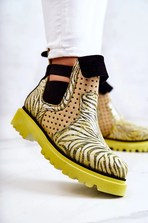 Skórzane Botki Wsuwane Maciejka 05324-07 Żółte