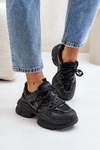 Sneakersy Damskie Na Masywnej Podeszwie Czarne Amoserna