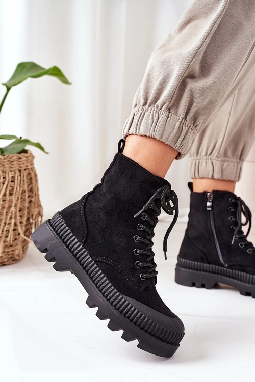 Zamszowe Trapery Na Platformie Czarne Here I Am