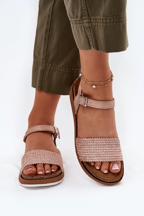 Sandały Damskie Z Plecionką Na Pasku Inblu GS000050 Różowe