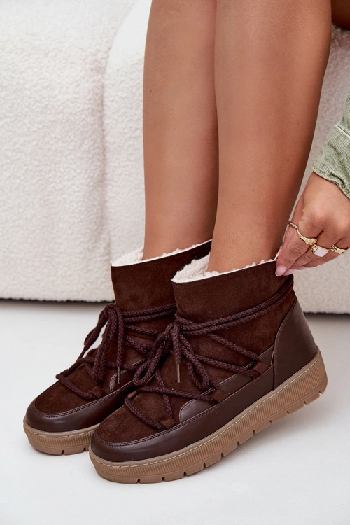 Śniegowce Damskie Z Wiązaniem Czekoladowe Rebekah