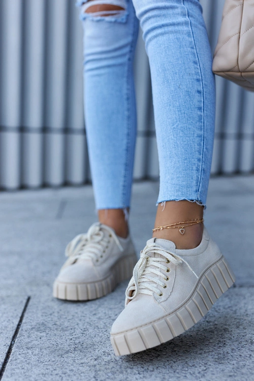 Zamszowe Półbuty Lewski Shoes 3163 Jasnobeżowe