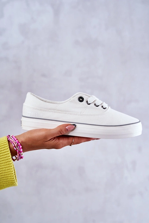 Materiałowe Damskie Tenisówki Big Star KK274017 Białe